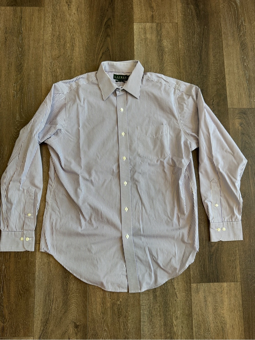 Lauren Ralph Lauren Menβs Striped Dress Shirt - White & Purple